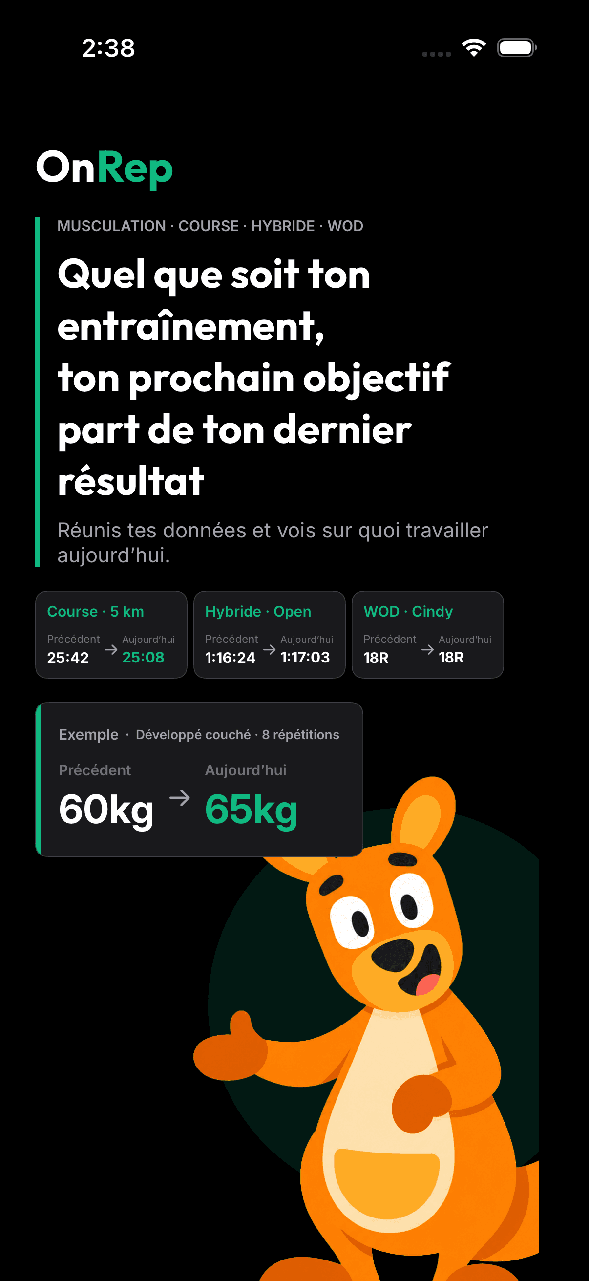 Écran réel de suivi multisport dans OnRep.