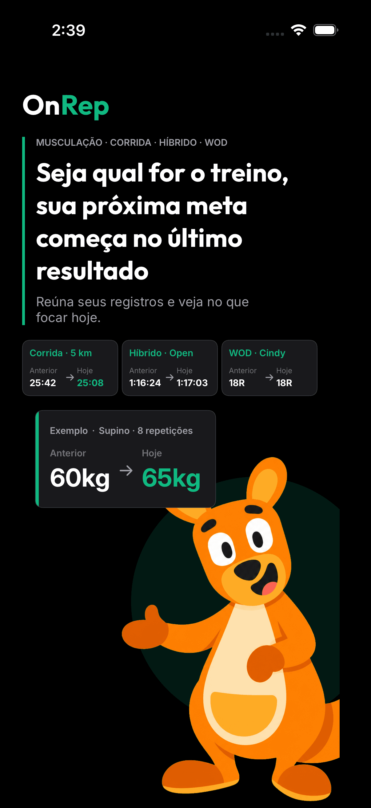 Tela real de registro multiesportivo no OnRep.