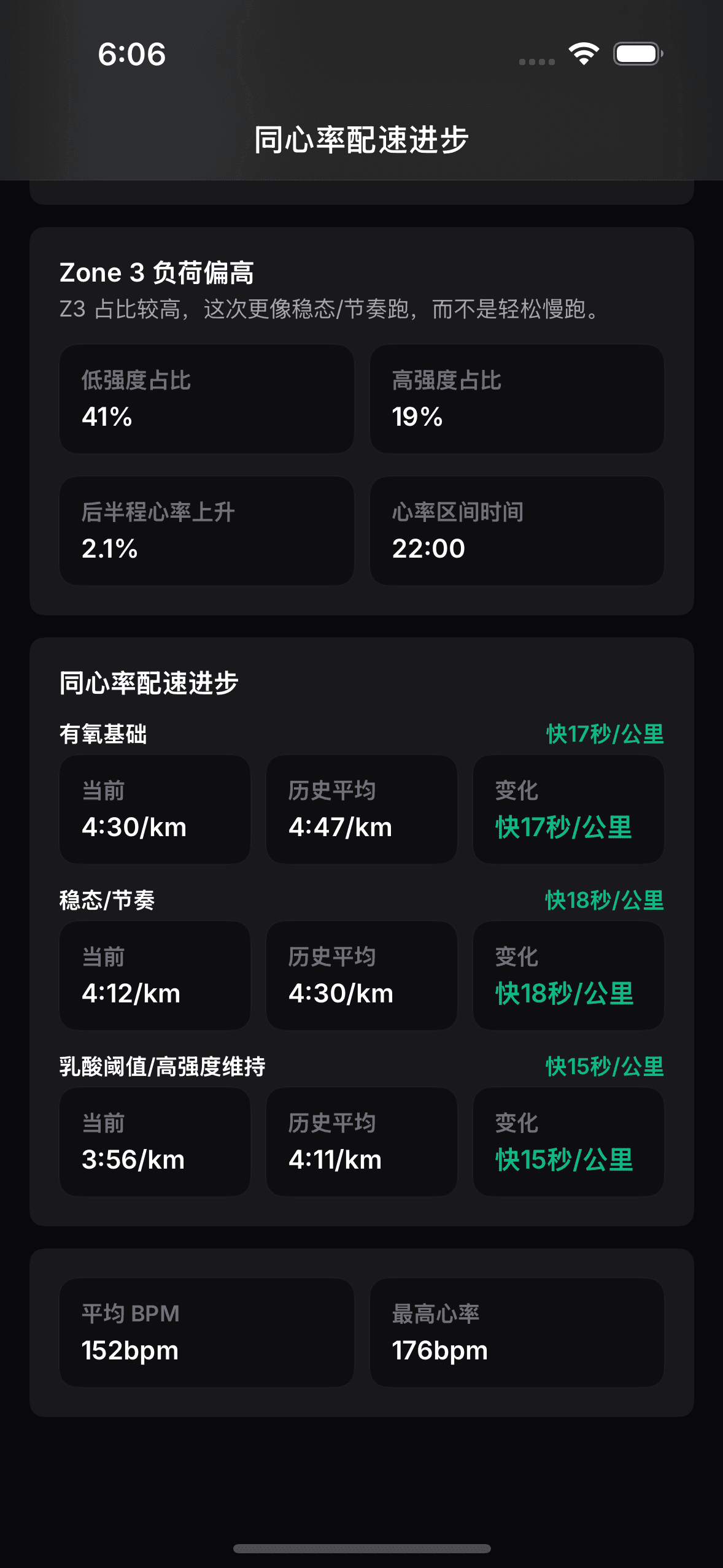 OnRep 心率区间配速真实应用界面。