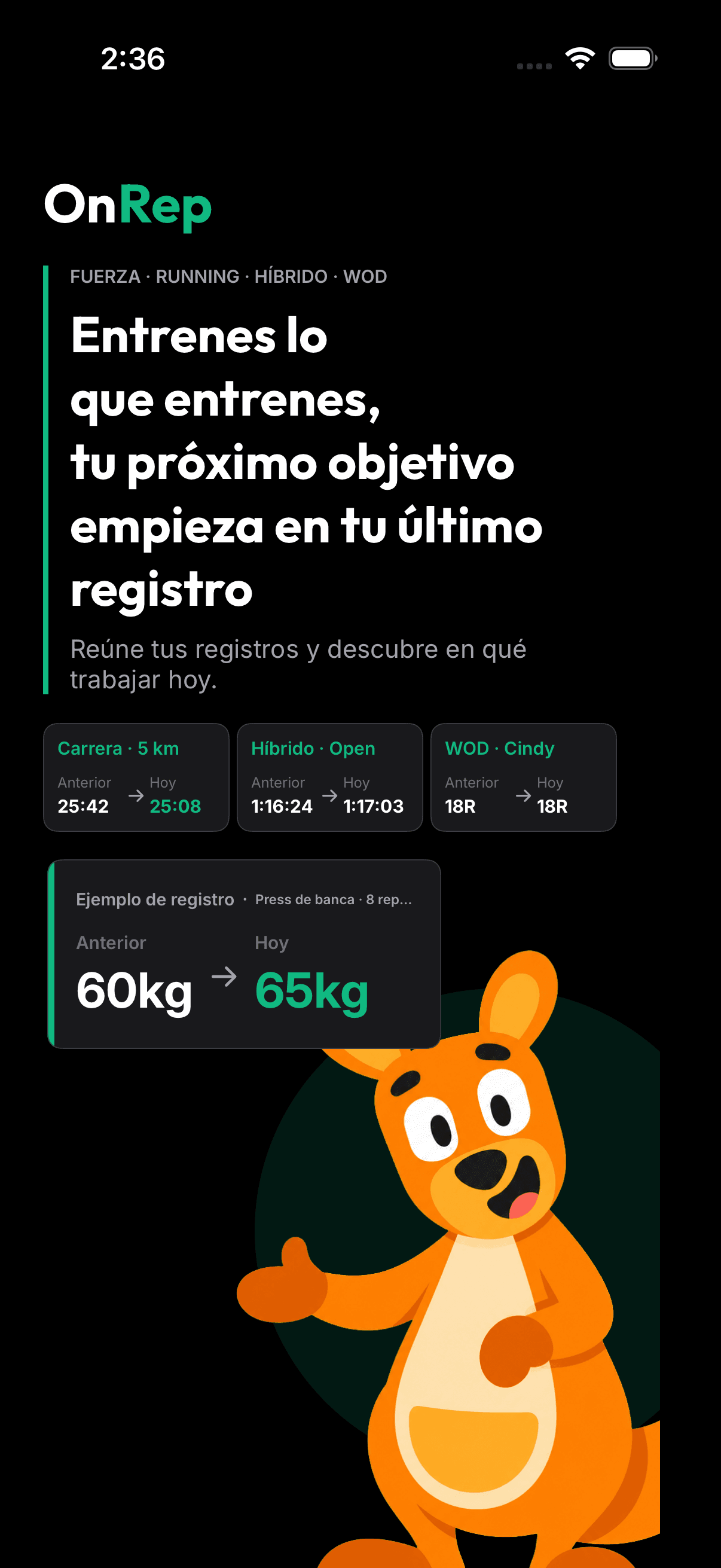 Pantalla real de registro multideporte en OnRep.
