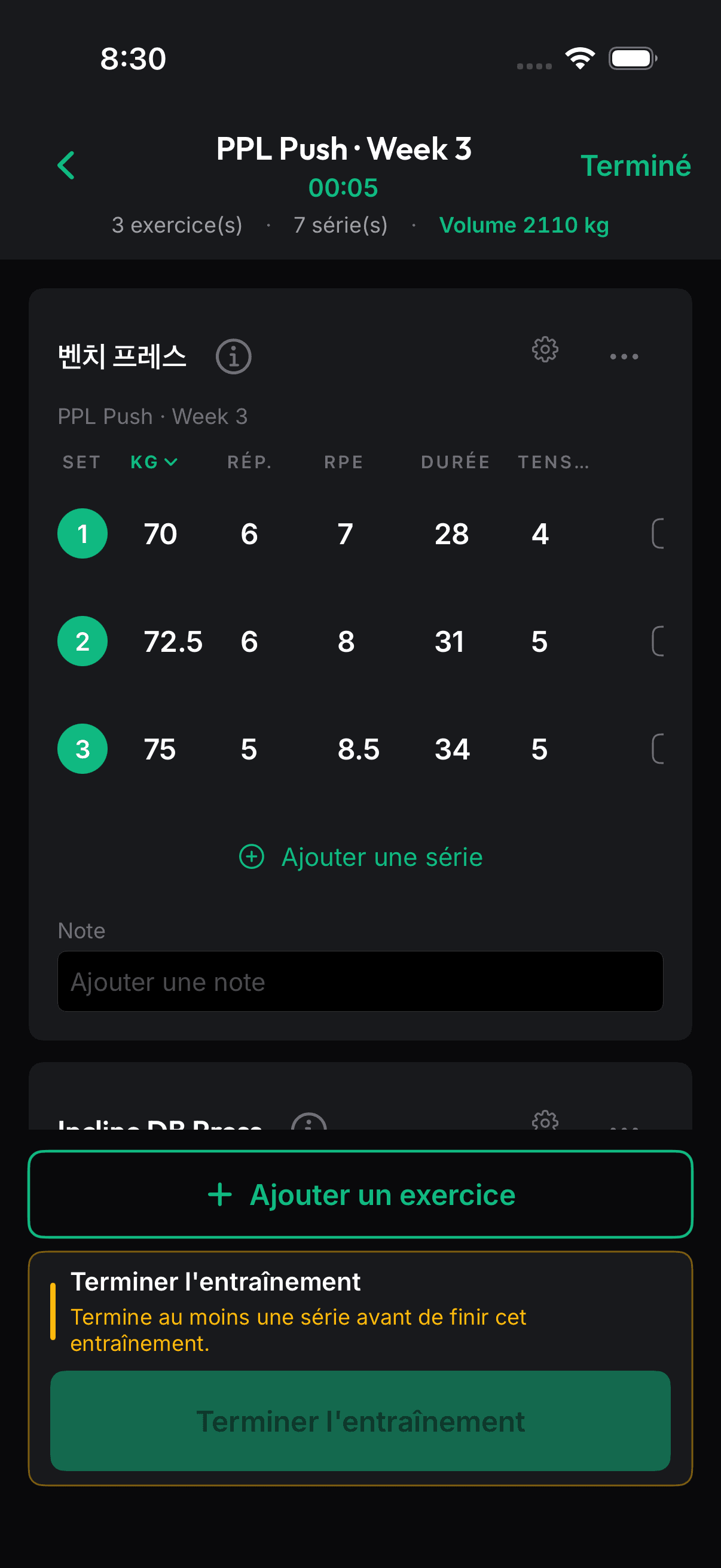 Onrep strength training app screen
